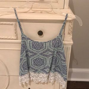 Patterned Crop Top with lace